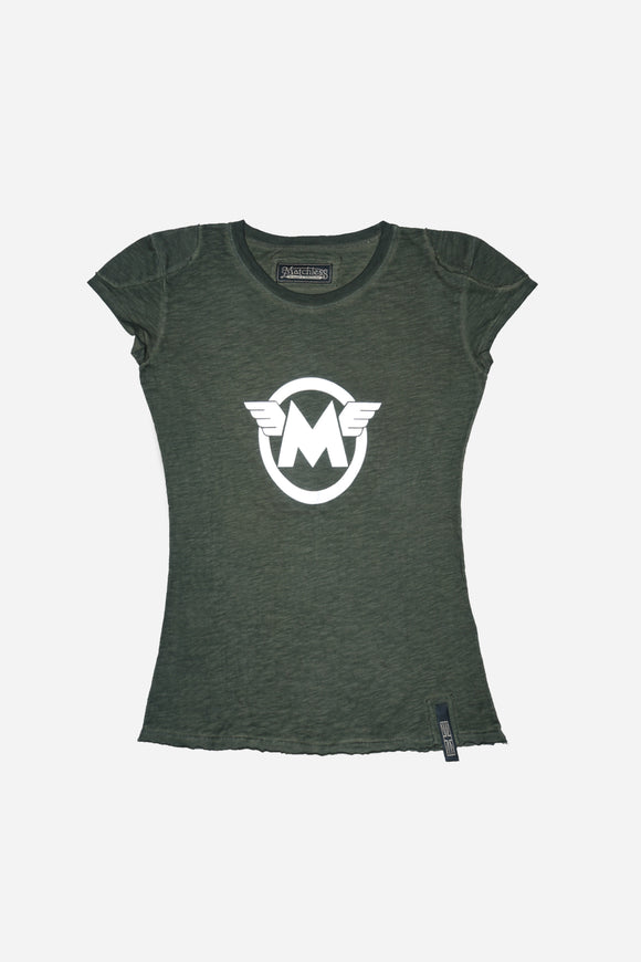 M LOGO SILVER T-SHIRT LADY - Matchless London